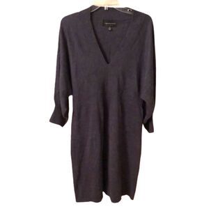 CONNECTED APPAREL SIZE XL BLUE GRAY WOOL V NECK SWEATER DRESS